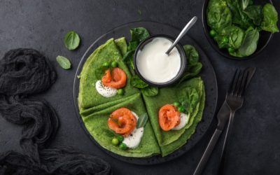 Petites crêpes de brocolis au saumon fumé